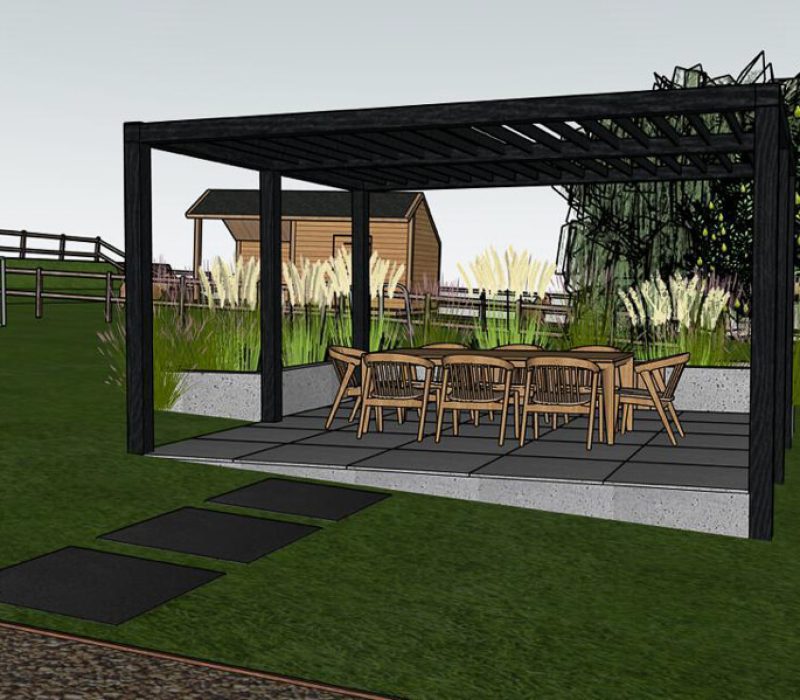 3D ontwerp overkapping pergola bb tuinaanleg rotterdam