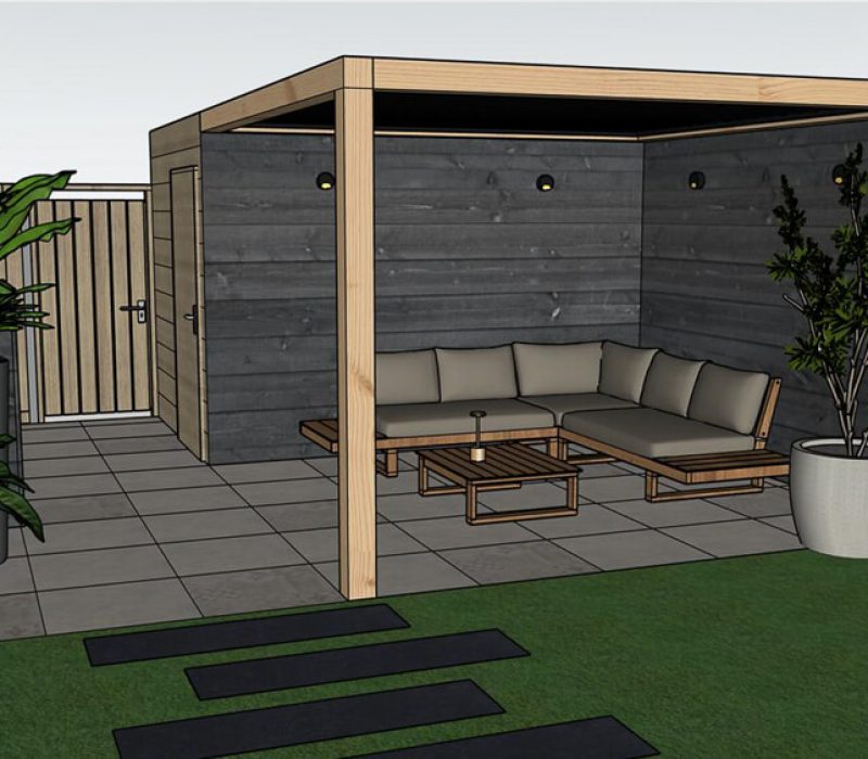 3D ontwerp BB Tuinaanleg overkapping